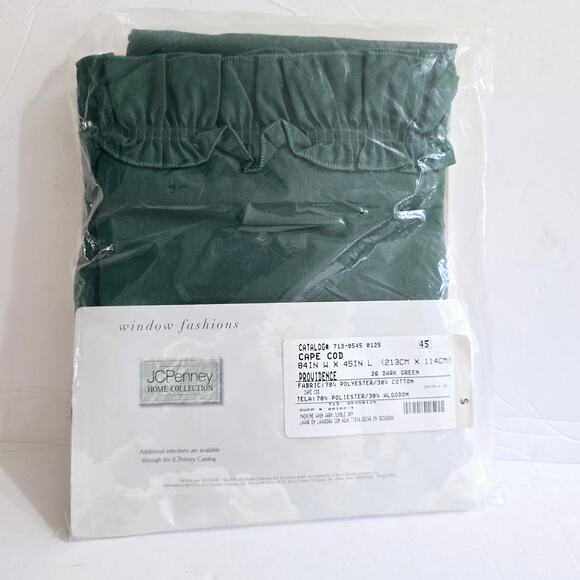 NIP JC Penney Home Collection Cape Cod 84x45" Dark Green Curtains (2) Ruffled - Picture 1 of 7